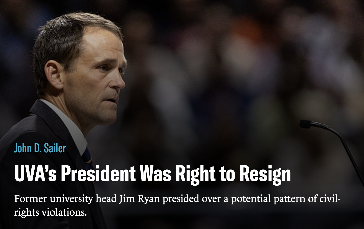 City Journal: UVA’s President Was Right to Resign