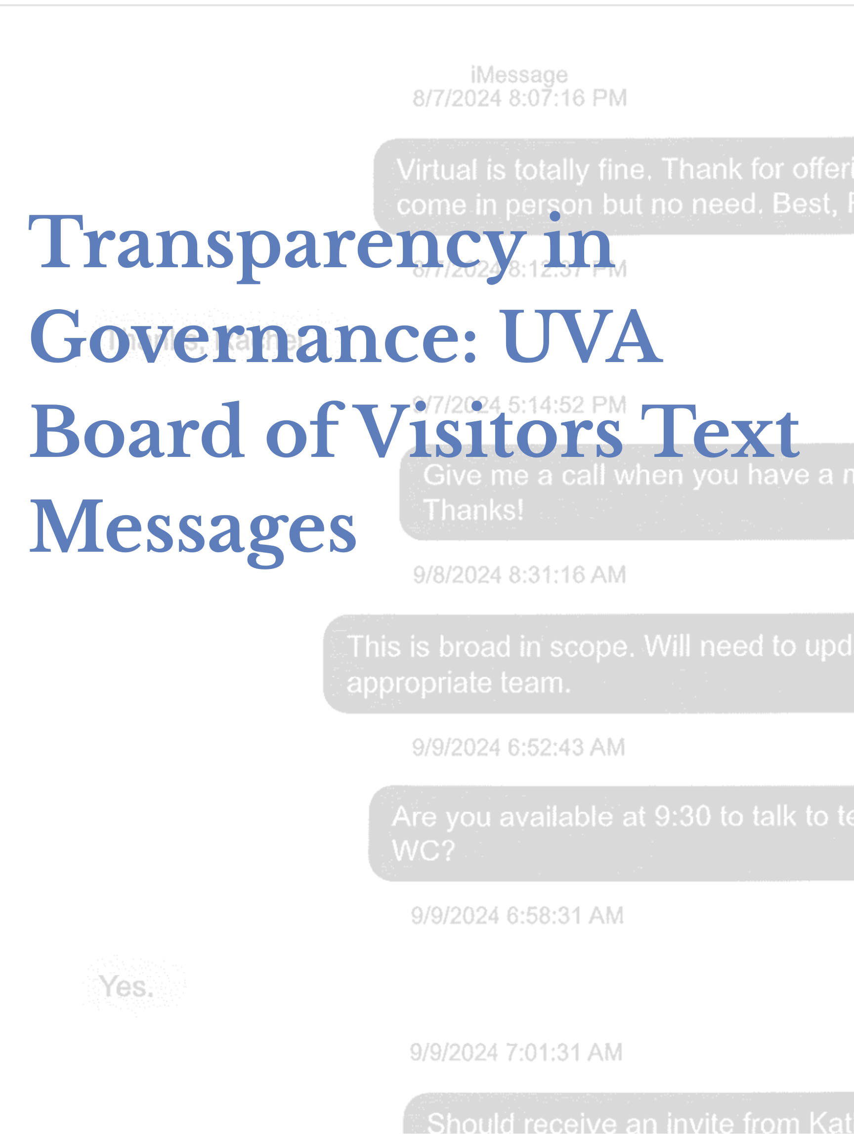 Transparency in Governance: UVA Board of Visitors Text Messages